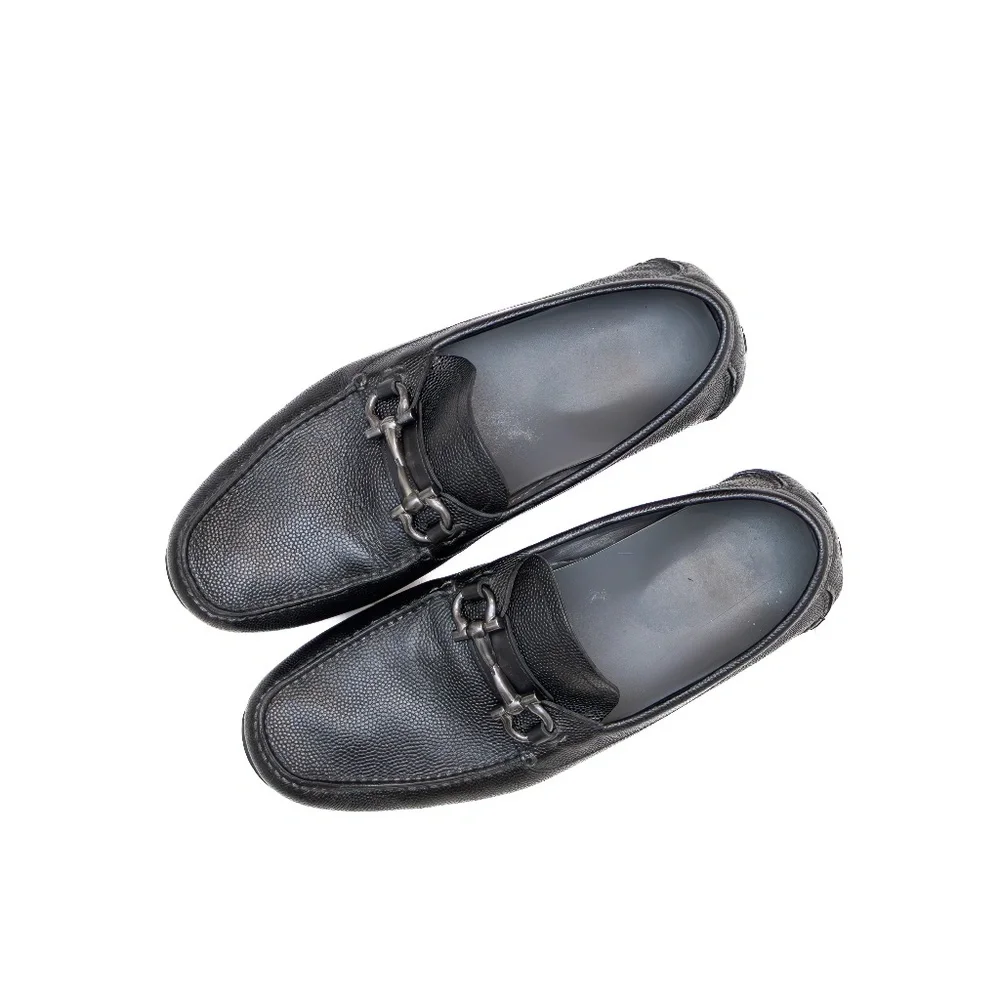 Salvatore Ferragamo Parigi Mini Chicco Leather Driving Loafers – Black‎ – US 9